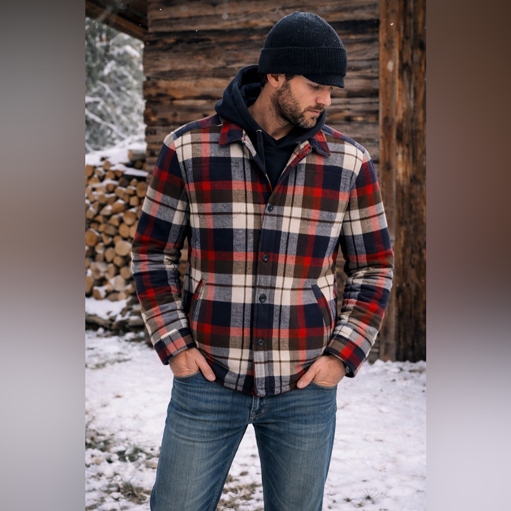 Salt Valley Mens Plaid Shirt Jac Jacket 90s Vintage Grunge Shacket Sherpa Lined